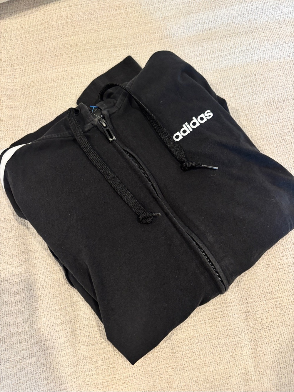 adidas Black Kids Zip-Up Sweatpants with White Logo